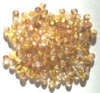 100 4mm Tri-Tone Crackle Crystal/Yellow/Smoke Topaz